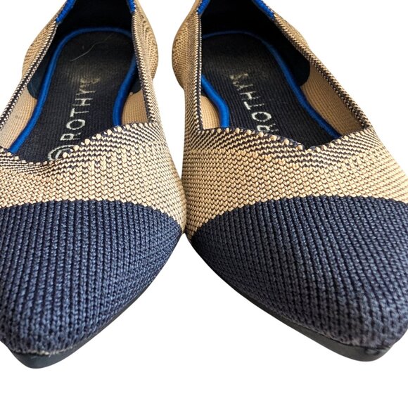 Rothy's Womens Size 6.5 Tan Black The Point Dune Cap Toe Slip On Loafer Flats - Picture 6 of 9